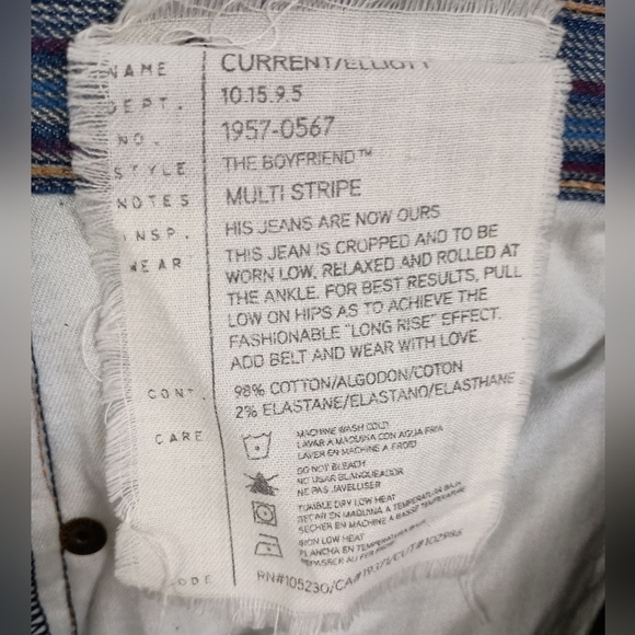 Current Elliot The Fling Indigo Pinstripe Destroyed Jeans - Picture 6 of 6